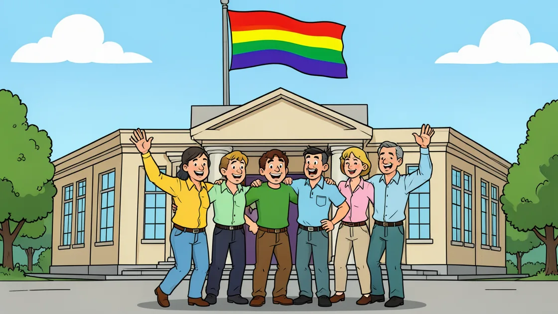 Cartoon: Regenboogvlag boven het Kamergebouw