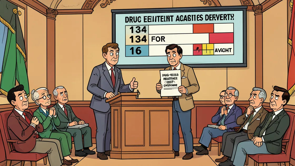 Cartoon: Motie over zorgkosten door drugsgebruik