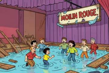 Hitmusical Moulin Rouge! stopt per direct vanwege waterschade decor: ‘Nauwelijks te bevatten’