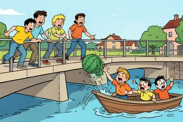 Kinderen gooien watermeloen van brug op bootje en raken jonge vrouw, die naar ziekenhuis moet: ‘Nog steeds hoofdpijn’