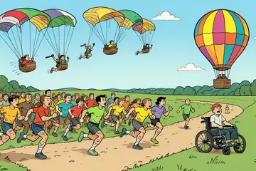 Live Vierdaagse 2026 | Paragliders begroeten lopers op pittig stuk • Luchtmacht belandt met ballon in weiland