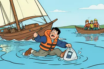 Man raakt te water na omslaan zeilboot, reddingsvest en telefoon in plastic zak voorkomen drama