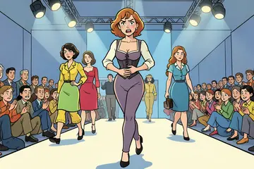 Maan straalt op catwalk voor topontwerper, al heeft haar outfit wel één nadeel