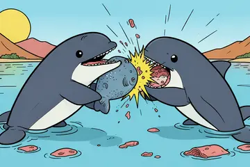 Orka’s beuken zo hard in op maanvis dat hij explodeert, onderzoekers denken dat ze het voor de lol doen