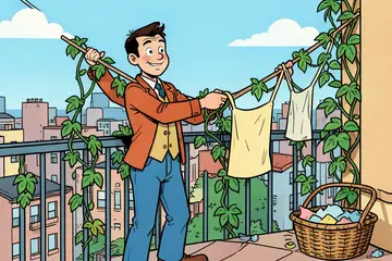 Zelfs op een balkon kun je planten kweken langs de waslijn: ‘Kies eenjarige klimplanten’