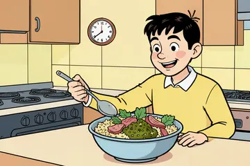 Wat Eten We Vandaag: Parelcouscous met pesto, spekjes en spinazie