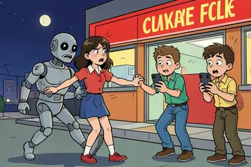 Robot betast meisje in Keulen