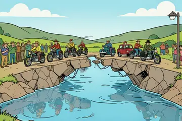 Brug in Griekenland stortte drie jaar geleden in, maar toch rijden bewoners er massaal overheen