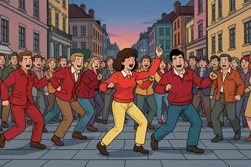 Hundreds dressed in red recreate Kate Bush’s Wuthering Heights dance