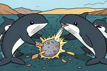 Bizarre video: groepjes orka’s beuken zo hard in op maanvissen dat ze exploderen