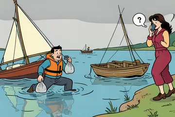 Man slaat om met zeilboot op Kraaijenbergse Plassen, plastic zak met telefoon redt hem