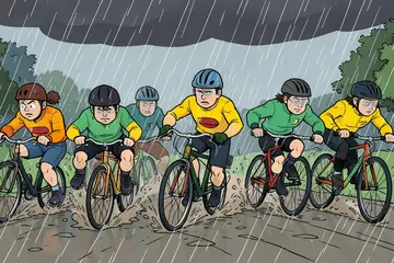 Renners krijgen hoosbui over zich heen in sprintersrit, ook in finale onstuimig weer verwacht