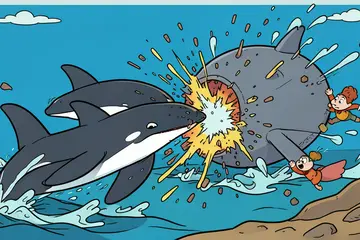 Orka's spelen mogelijk met hun prooi door erop in te rammen tot die explodeert