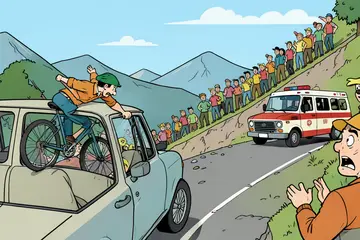 Renner vliegt door achterruit, is mensenmassa op Alpe d’Huez nog wel veilig? ‘Sluit de wegen gewoon’