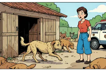 Wilma laat haar hond twee weken bij de opvang, bij het ophalen sjokt een vermagerde Tyson naar buiten